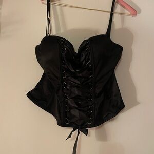Spirit Black Corset lace up top L